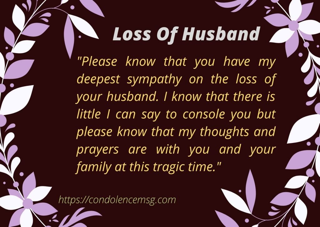 Condolence Messages on Death of Husband
