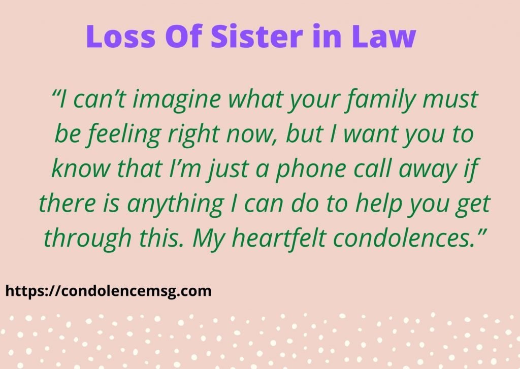 Condolence Messages on Death of Sister in Law