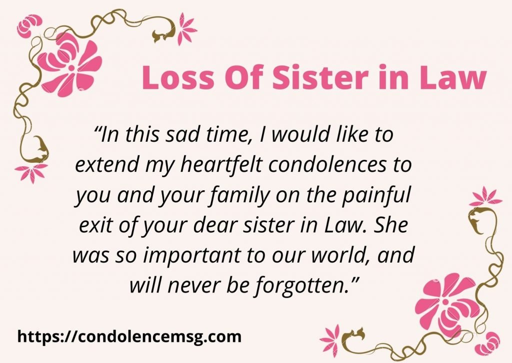 Condolence Messages for Loss of A Sister in Law
